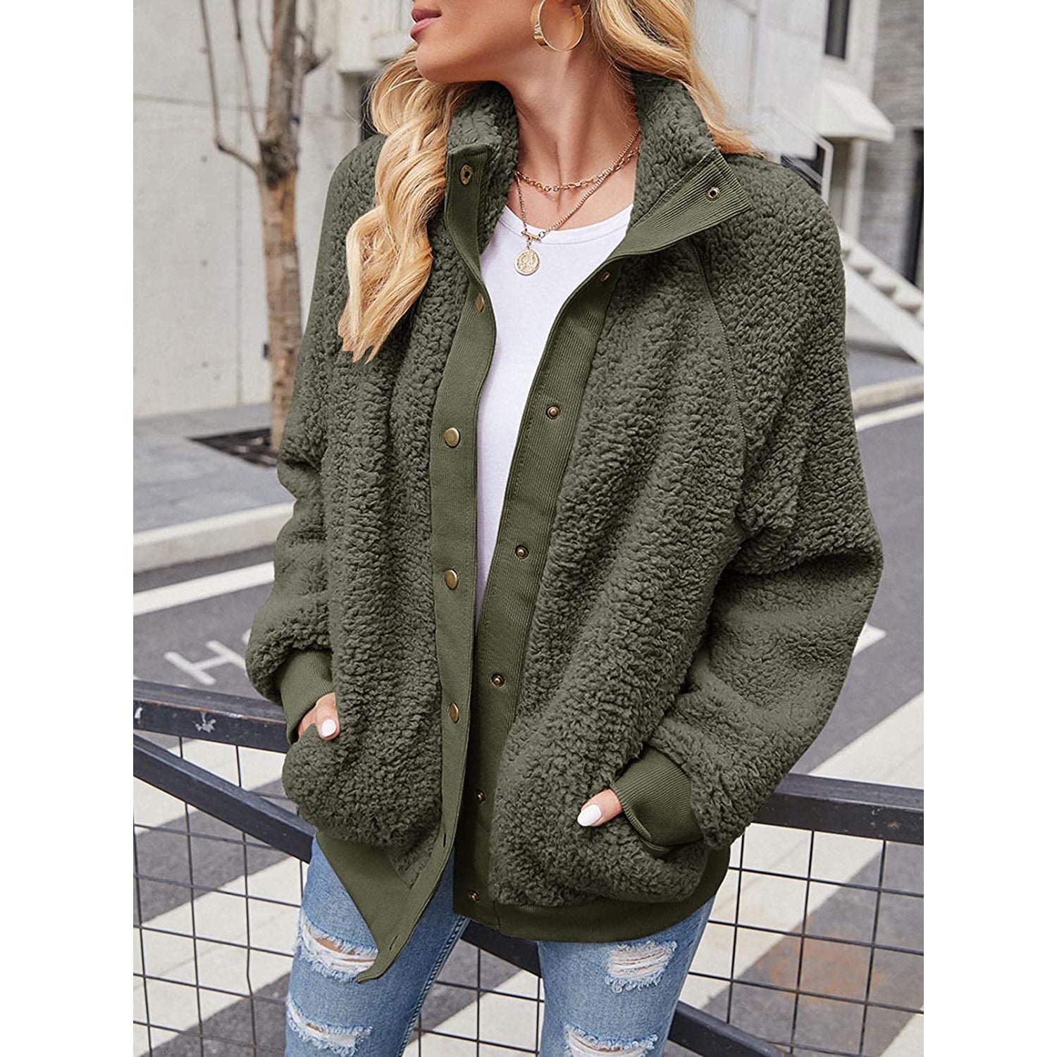 Womens Winter Sherpa Fleece Button Jacket Coat Cheap Sale Get Authentic