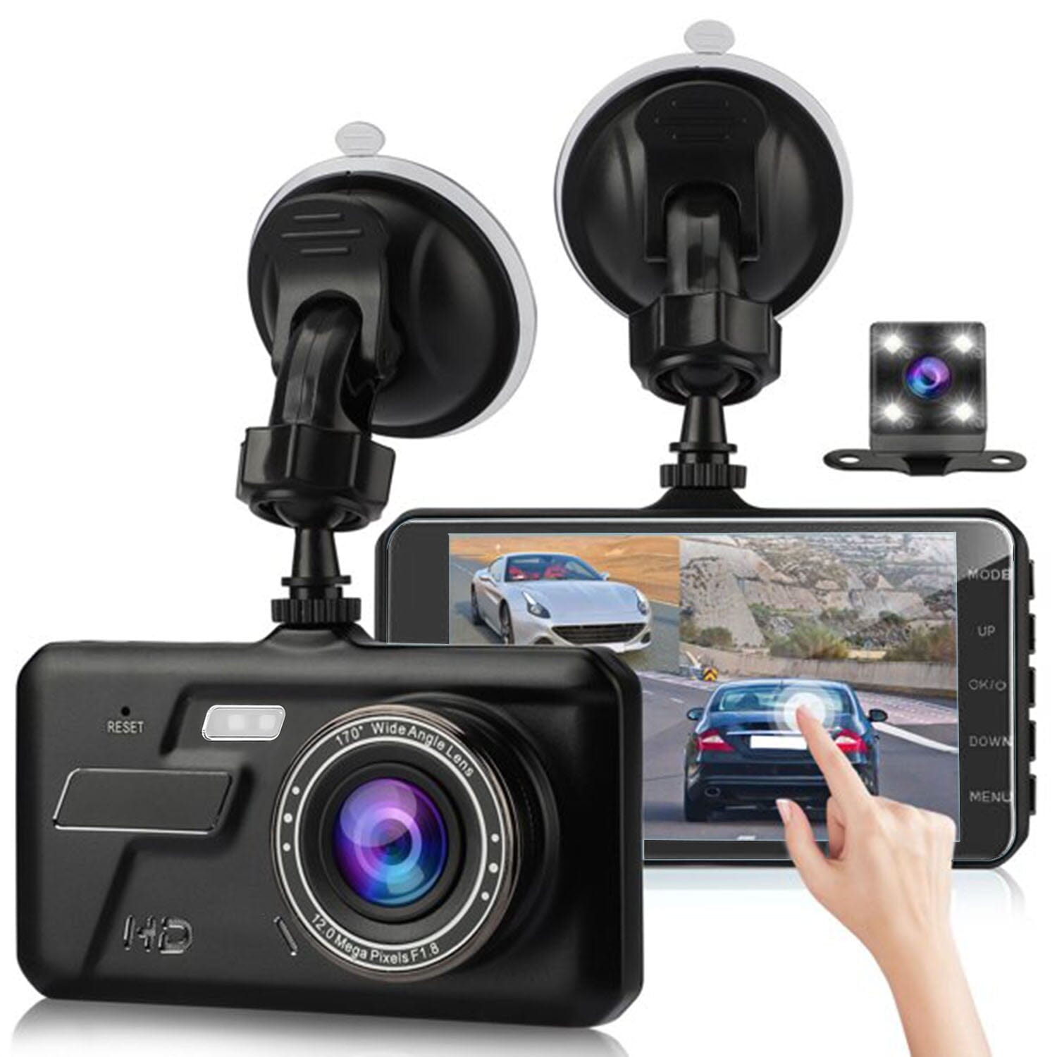 1080P 4-Inch Touch Screen Dual Dash Cam Free Shipping Supply