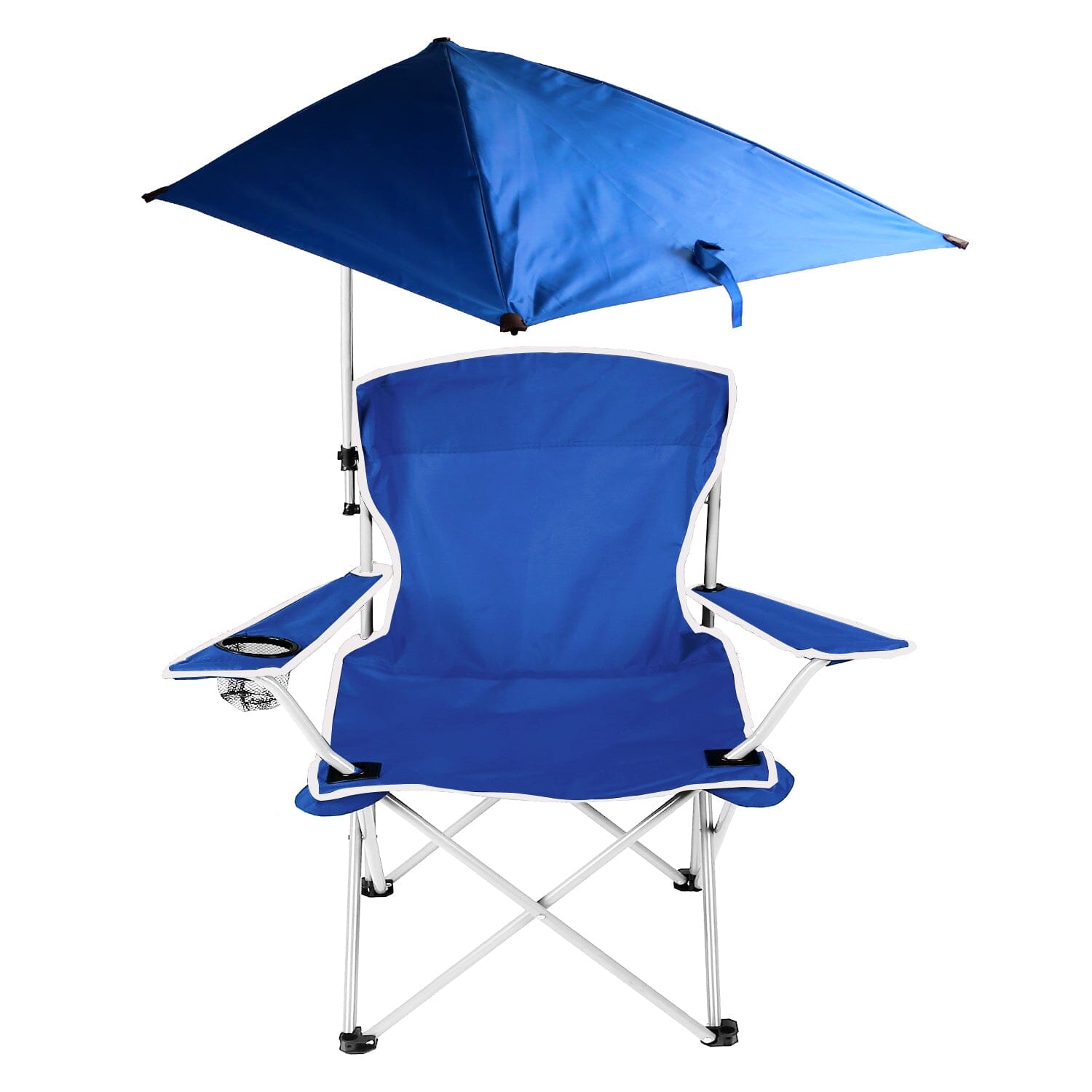 Foldable Beach Chair with Detachable Armrest Adjustable Canopy Stool with Cup Holder Tumblr