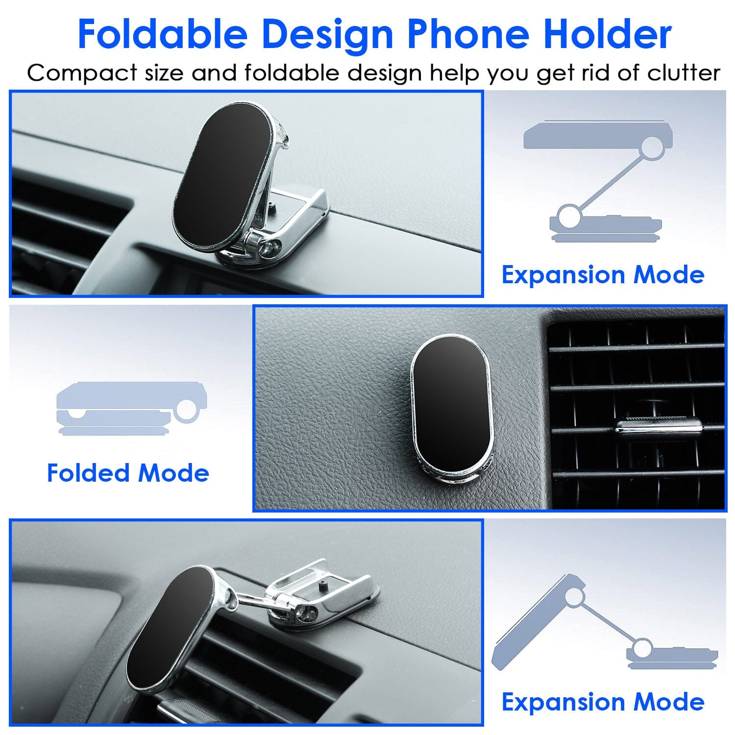 2-Pieces: Foldable Magnetic Car Phone Holder With Credit Card For Sale