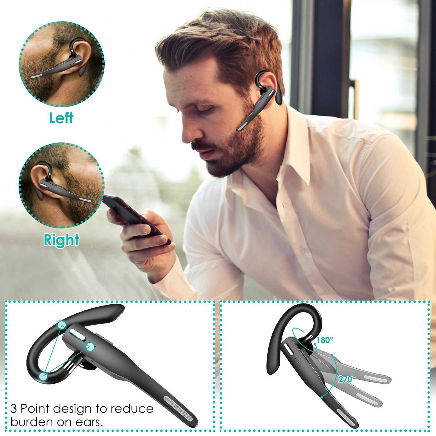 Unilateral Wireless V5.1 Business Earpiece with Charging Case Latest Collections Cheap Pice