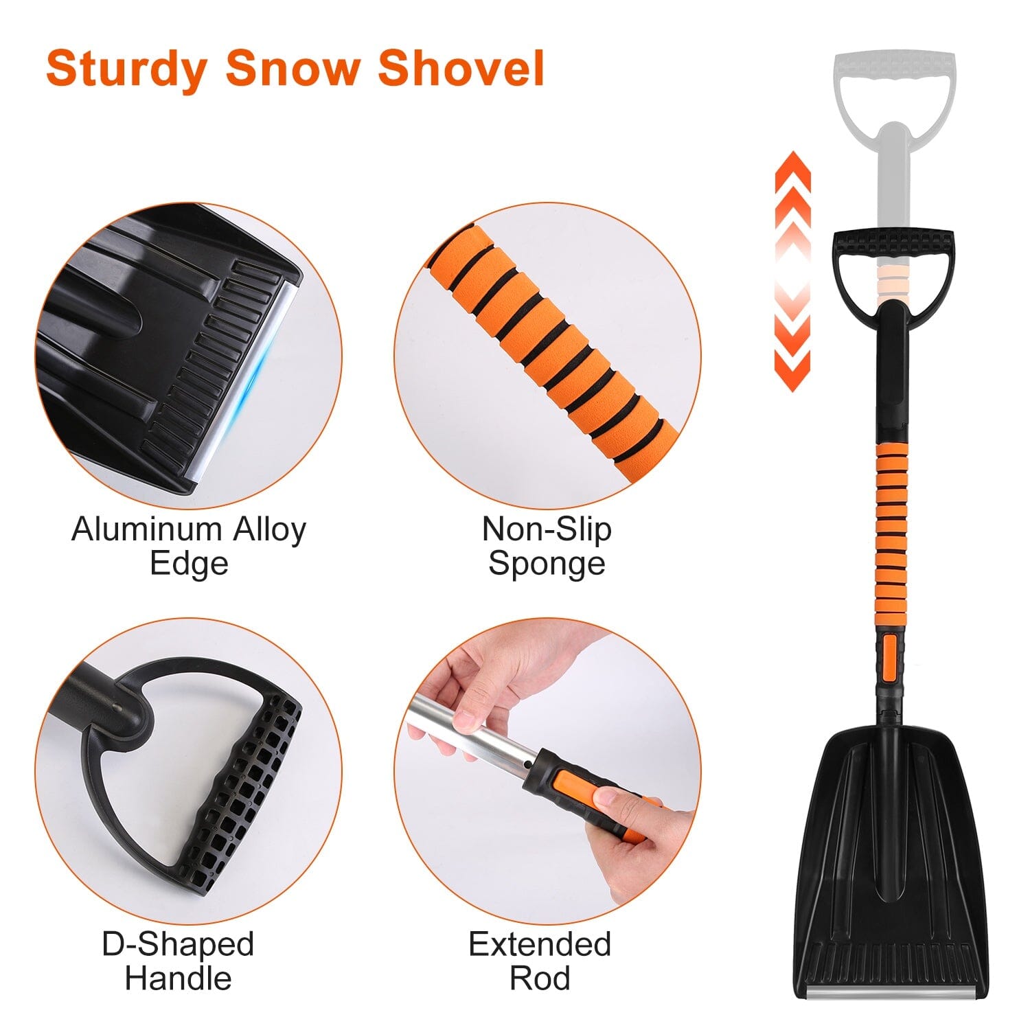 5-in-1 Detachable 180° Adjustable Ice Scraper Snow Shovel Clearance Discounts