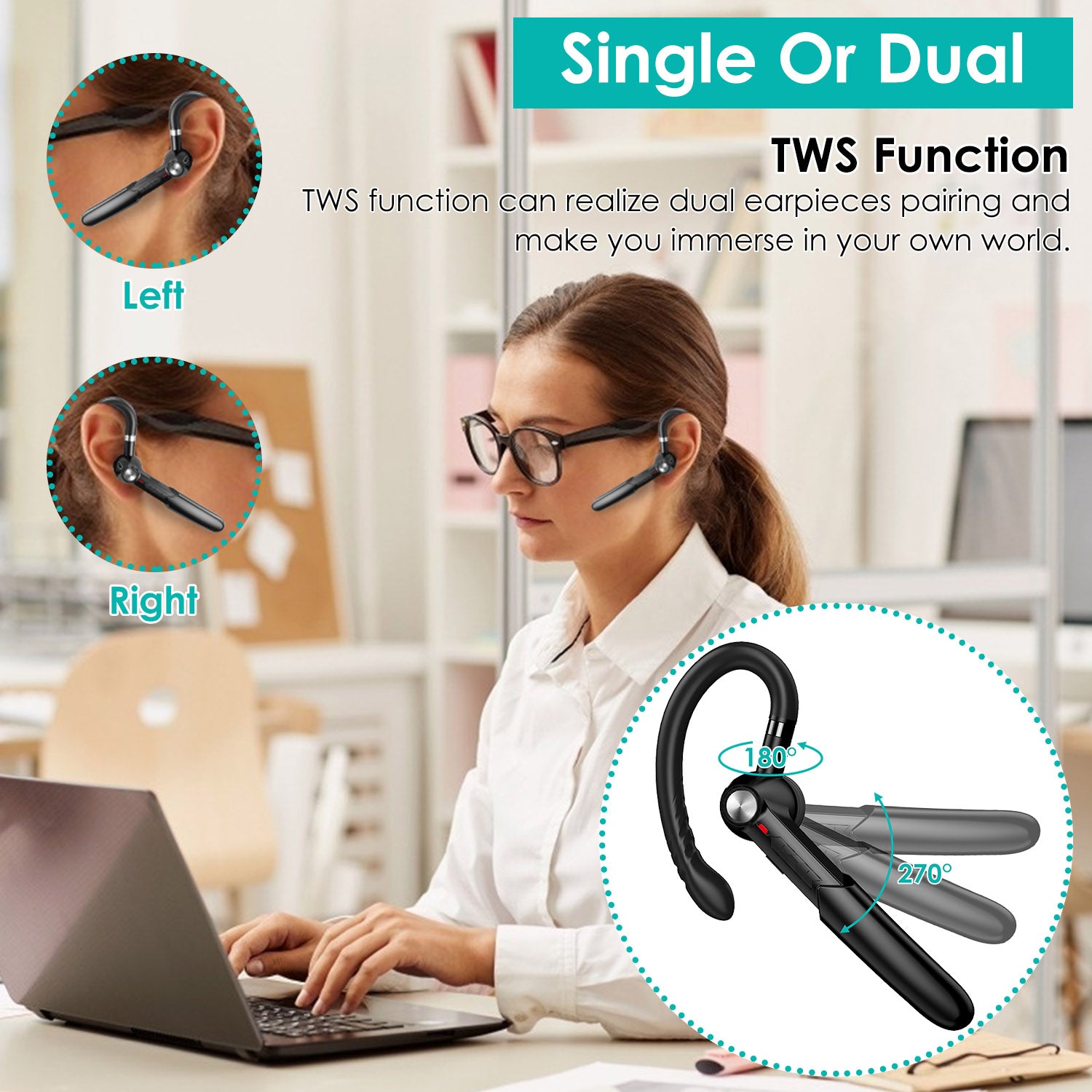 Unilateral V5.0 Wireless in-Ear Headset with Hook Shop For Cheap Online