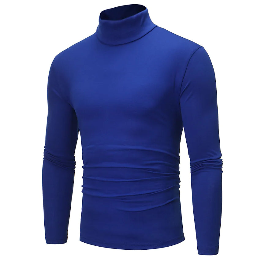 Men's Pure Color T-Shirt Thermal Mock Turtleneck Long Sleeve Tops Best Pices Online