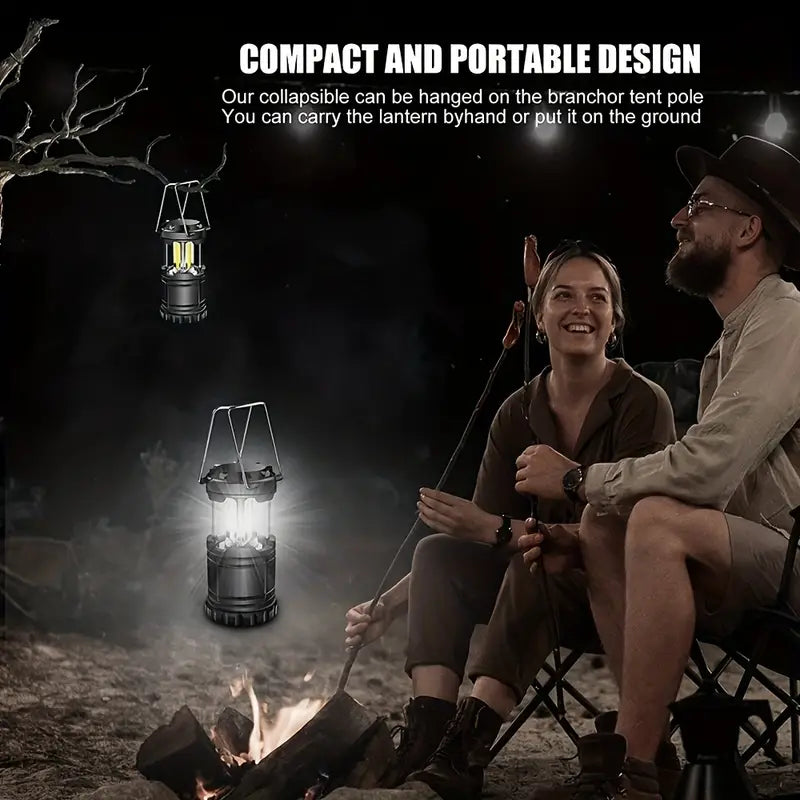 2-Pieces: Super Bright LED Camping Lantern - Portable and Collapsible Emergency Flashlight with Battery Power Buy Cheap Countdown Package