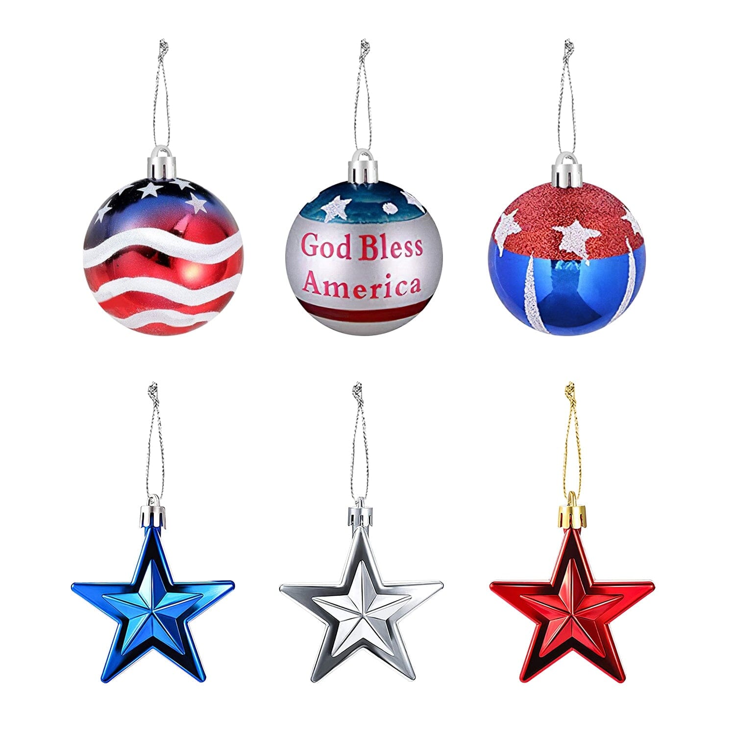 24-Pieces Set: Hanging Ornaments Ball Star Patriotic Outlet Cheap Online