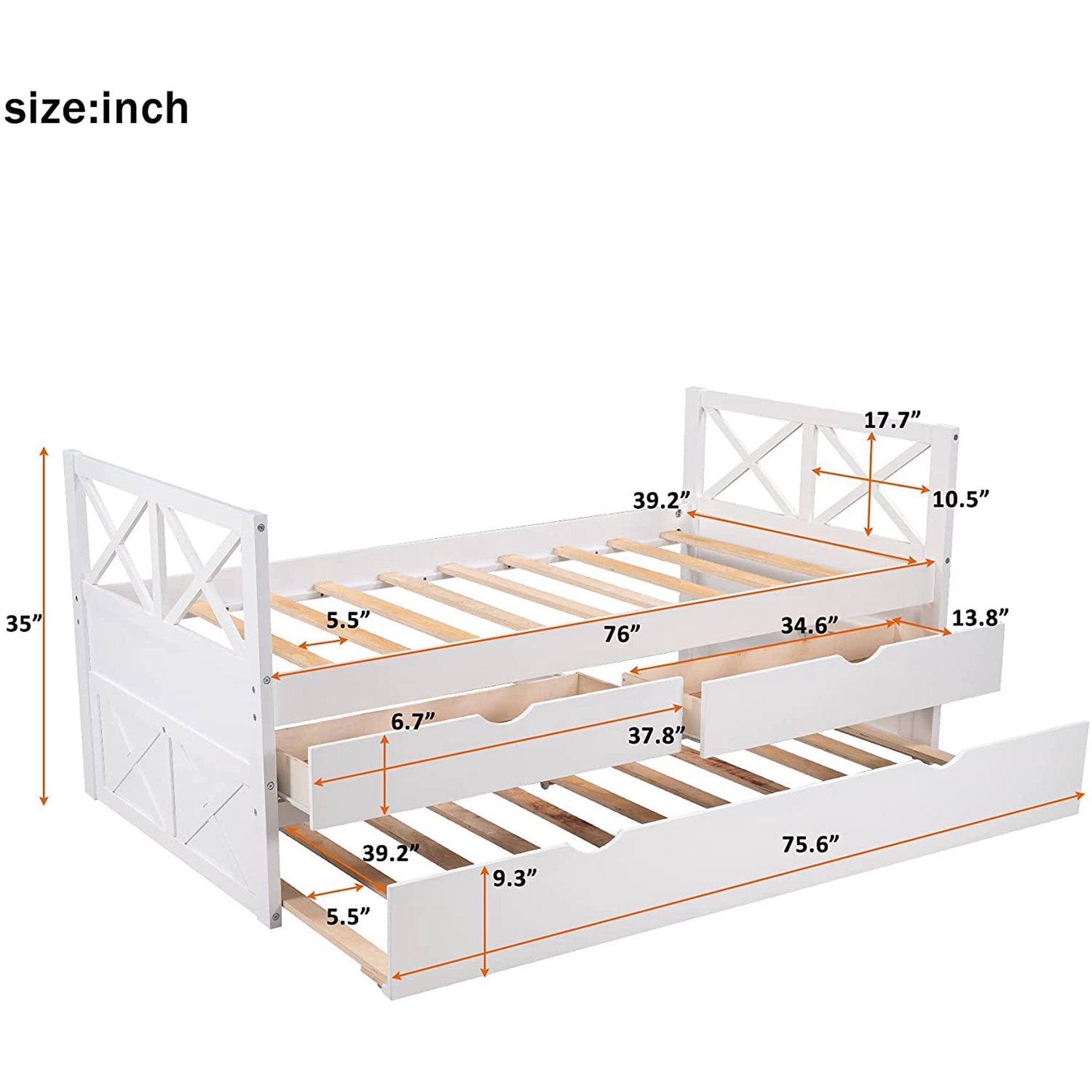 Platform Storage Bed with Trundle Cheap Pice Wholesale