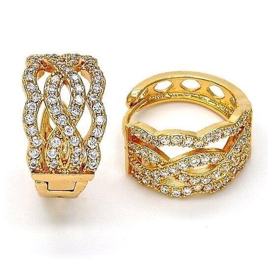 Gold Filled High Polish Finsh Diamond Accent Huggie Hoop Earrings Free Shipping Comfortable