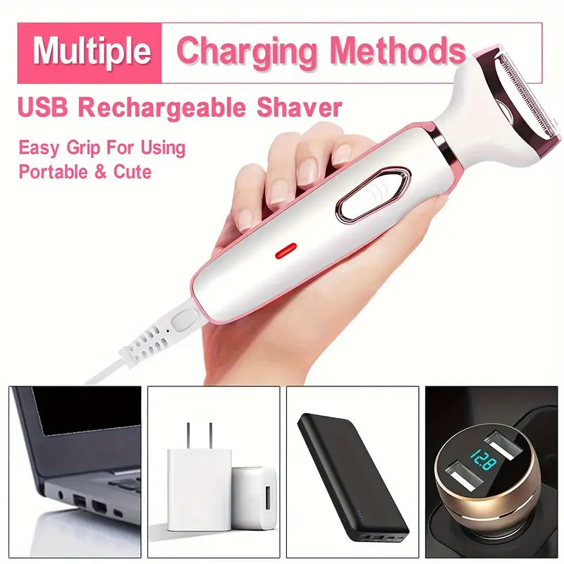 4-in-1 Silky-Smooth Electric Shaver for Women - Wet/Dry, USB Rechargeable & Portable for Full Body Use Cheap Sale Wholesale Pice