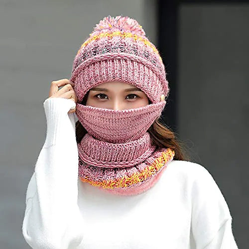 Women's Knitted Hat Scarf Mask Set Countdown Package Cheap Online