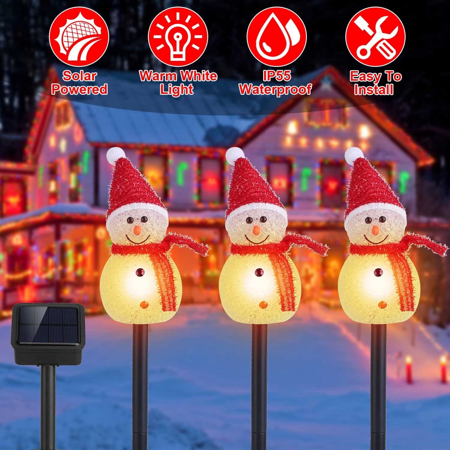 Solar Powered Lamp 3 Snowmen Garden Stake Light Cheap Sale Footlocker Finishline