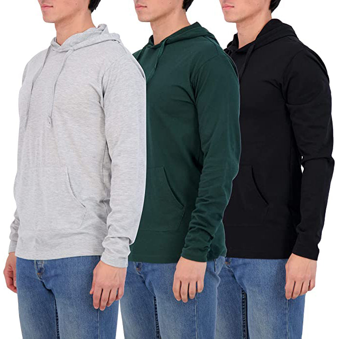 3-Pack: Men's Cotton Lightweight Pullover Hoodies With Pocket Discount In China