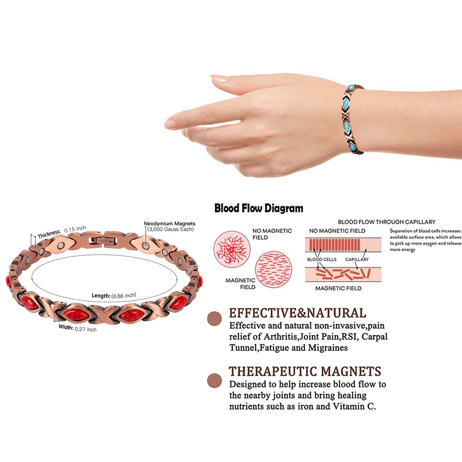 Magnetic Energy Therapy Pain Relief Copper Bracelet For Men And Women Big Discount For Sale