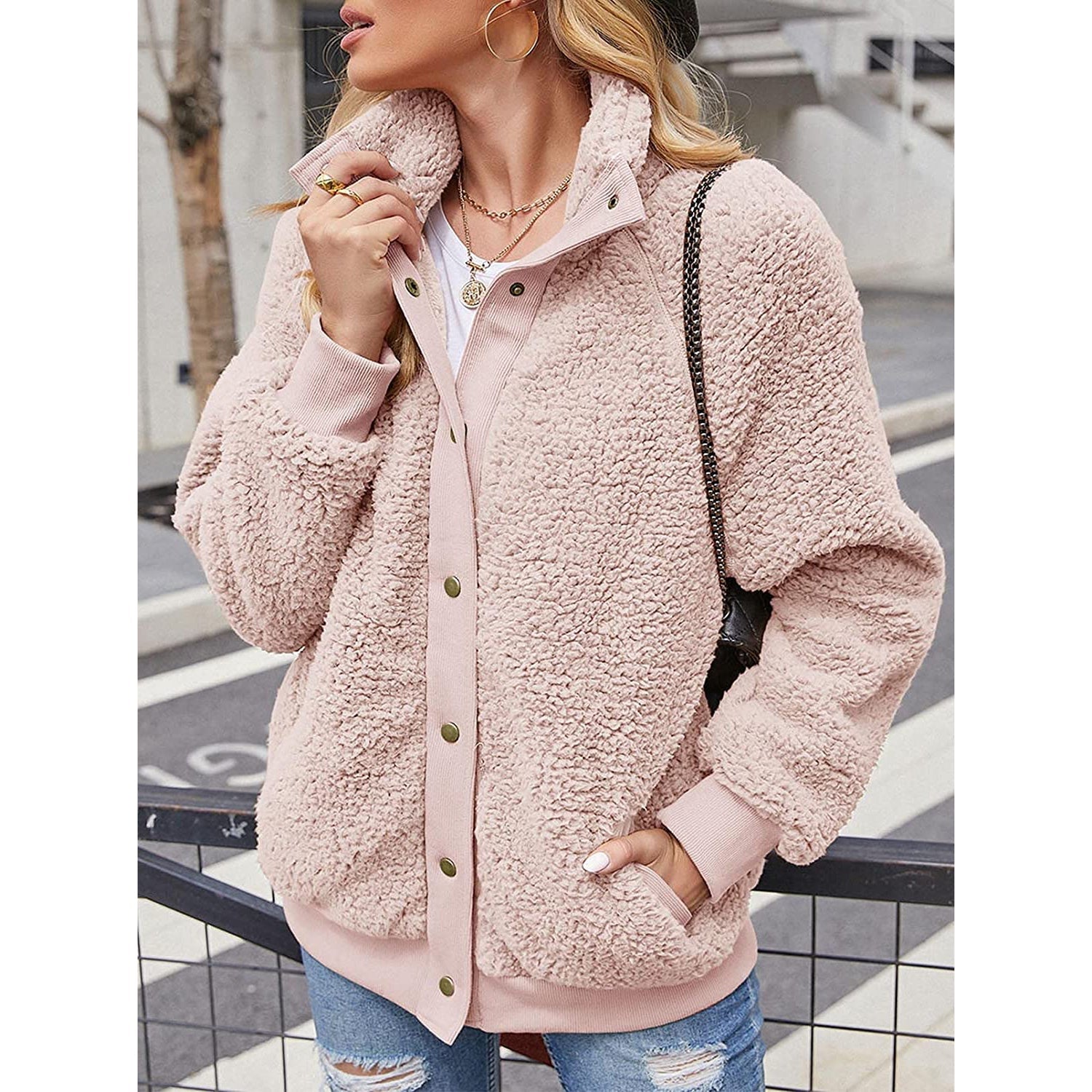 Womens Winter Sherpa Fleece Button Jacket Coat Cheap Sale Get Authentic