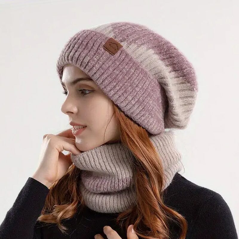 2-Pieces: Two-Tone Warm Knit Winter Hat Clearance Extremely