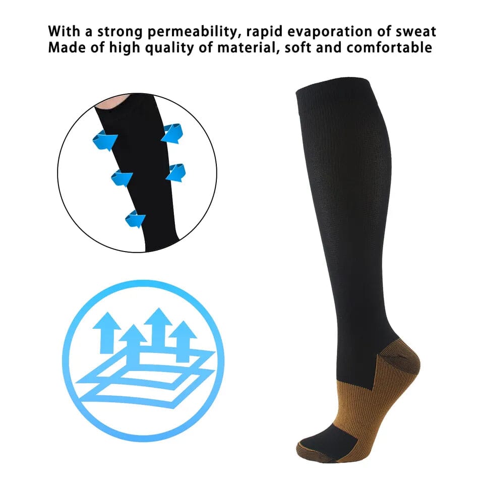 Copper Compression Socks 20-30mmHg Graduated Support L/XL for Men and Women Free Shipping With Credit Card