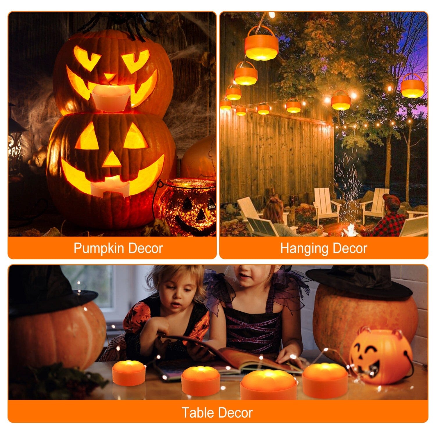 4-Pack: Halloween LED Pumpkin Lights Battery Operated with 2 Light Modes 4 Timer Setting Visa Payment