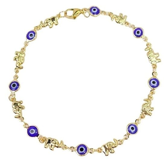 18k Gold Plated Elephant Blue Evil Eye Anklet Low Pice Fee Shipping Online