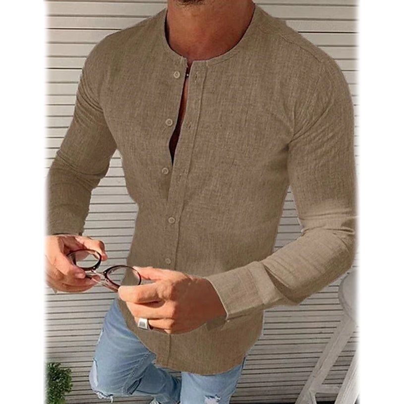 Men's Casual Solid Long Sleeve Shirt Clearance 2025 New