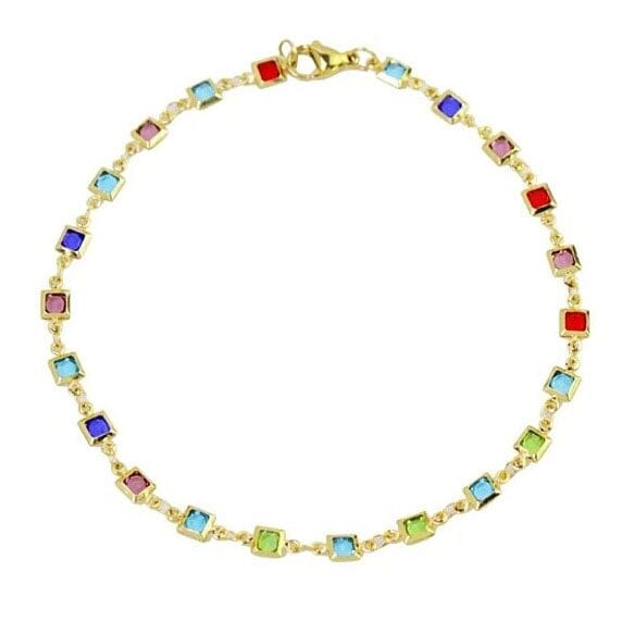 18K Gold Plated Light Multi Color Crystal Square Ankle Bracelet Free Shipping Buy