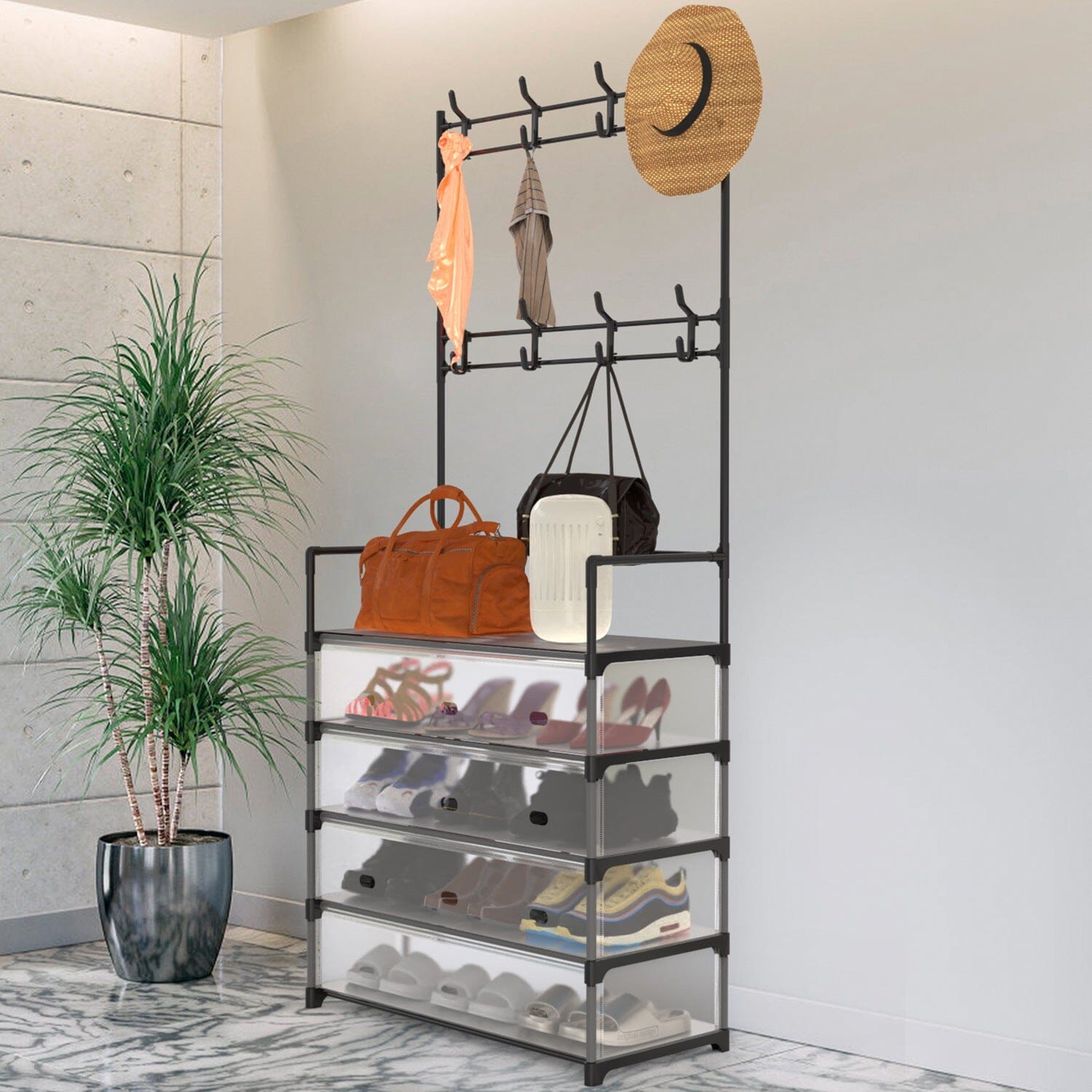 5-Tier Dustproof Entryway Hall Tree Coat and Shoe Rack Sale Lowest Pice