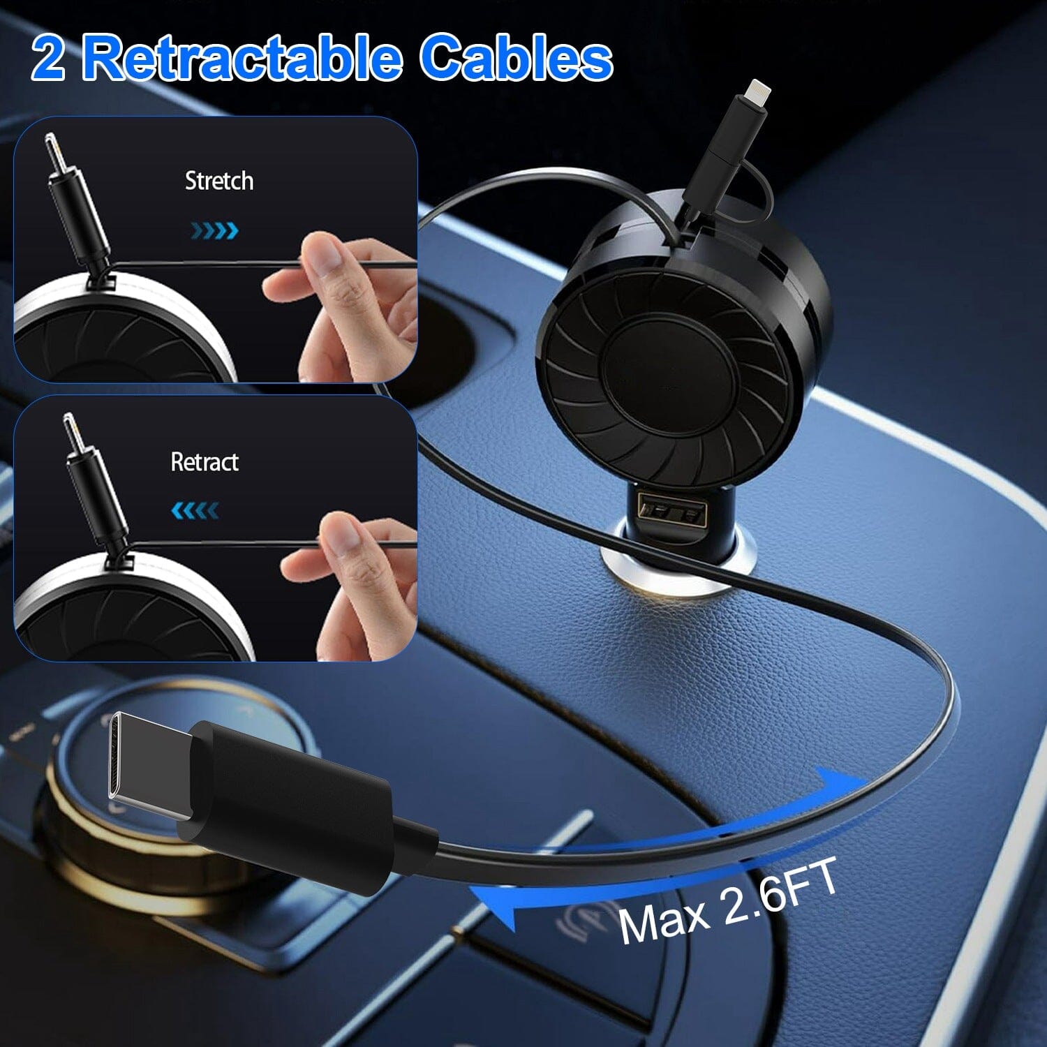 21W 3-in-1 Retractable Car Phone Charger Cheap Pices Authentic