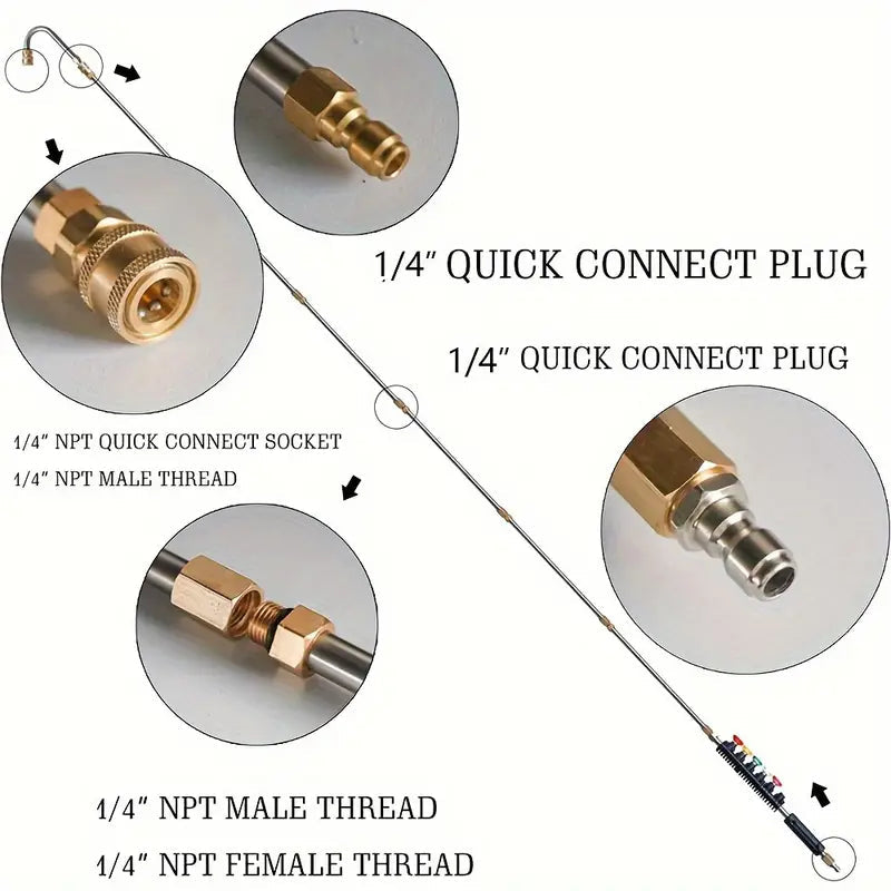 High Pressure Washer Extension Wand, 1/4 Quick Connect Power Washer Lance With 6 Nozzle Tips Original For Sale