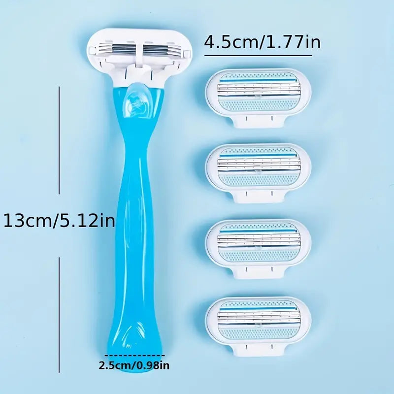 Women's Manual Hair Removal Tool, 1 Handle + 8 Blades, 3-layer Stainless Steel Blades, Non Slip Handle Discount For Cheap