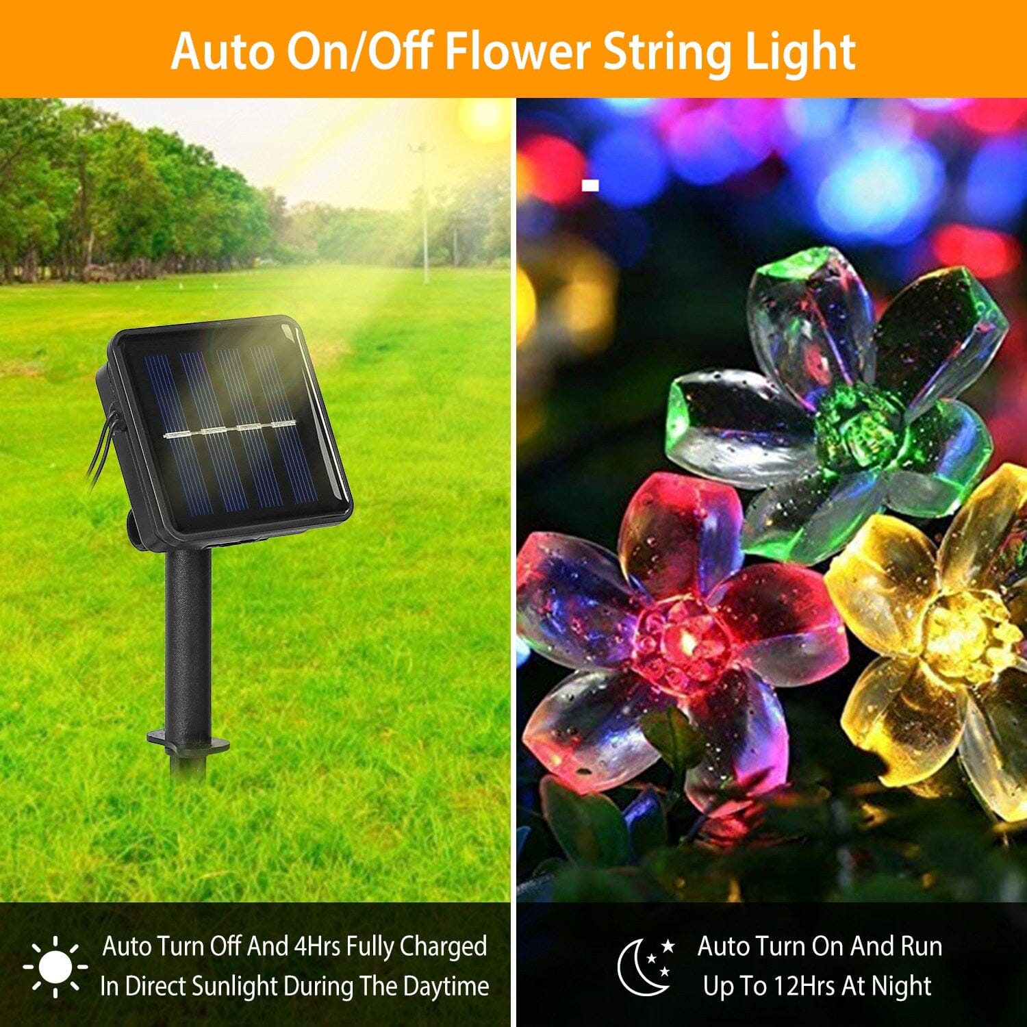 2-Pieces: Solar Power String Lights 50 LED Beads Fairy Sakura Flower Manchester Great Sale Online