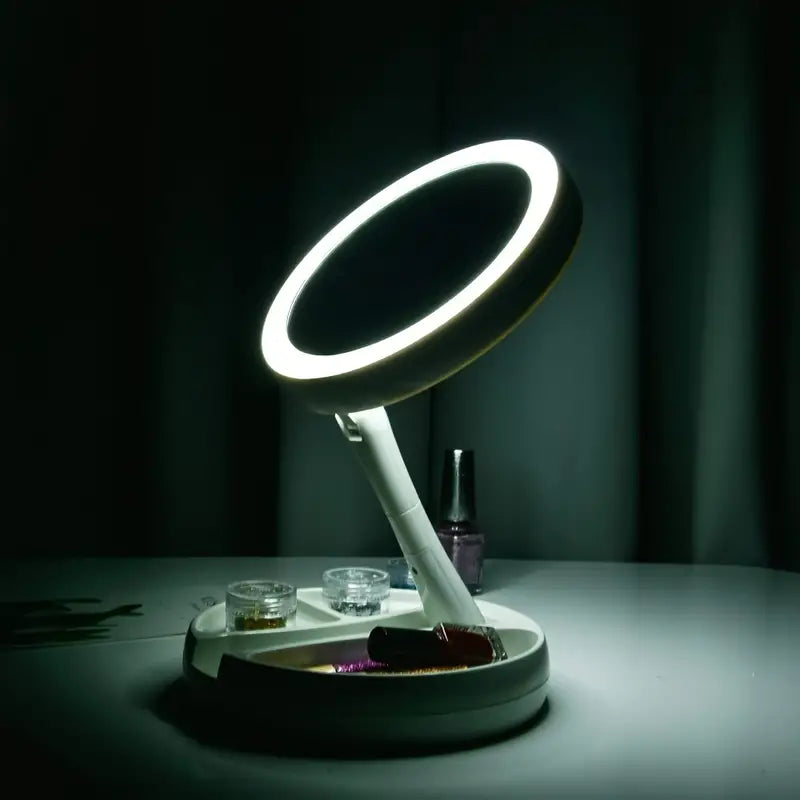 Foldable Makeup Mirror With LED Light Official Site