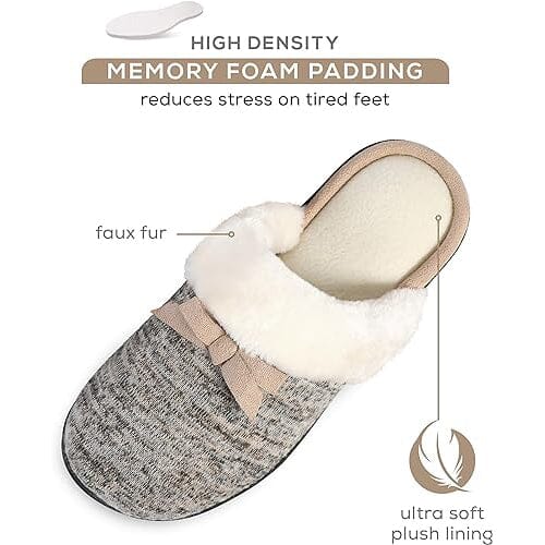 Roxoni Women Slipper Cozy Memory Foam, Fuzzy Warm Faux Fur, Anti-Skid Rubber Sole Outlet Low Pice