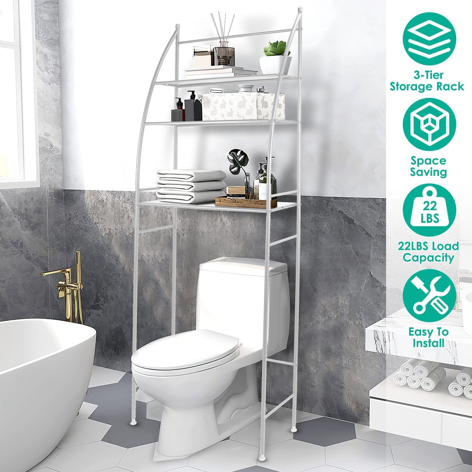 3-Tier Bathroom Over the Toilet Storage Shelf Clearance Perfect