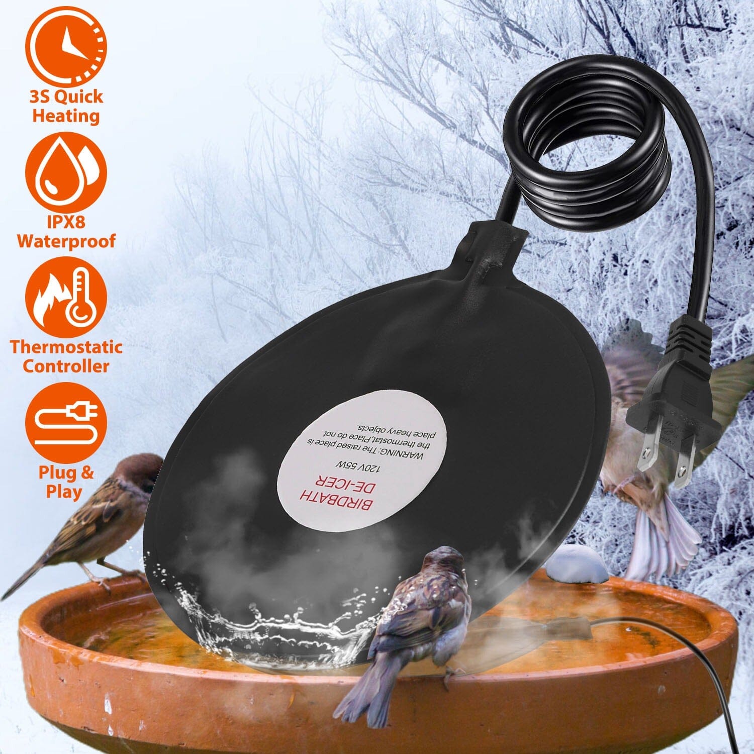 Bird Bath Deicer Outdoor Winter Water Heater Thermostatically Controlled Collections Cheap Online