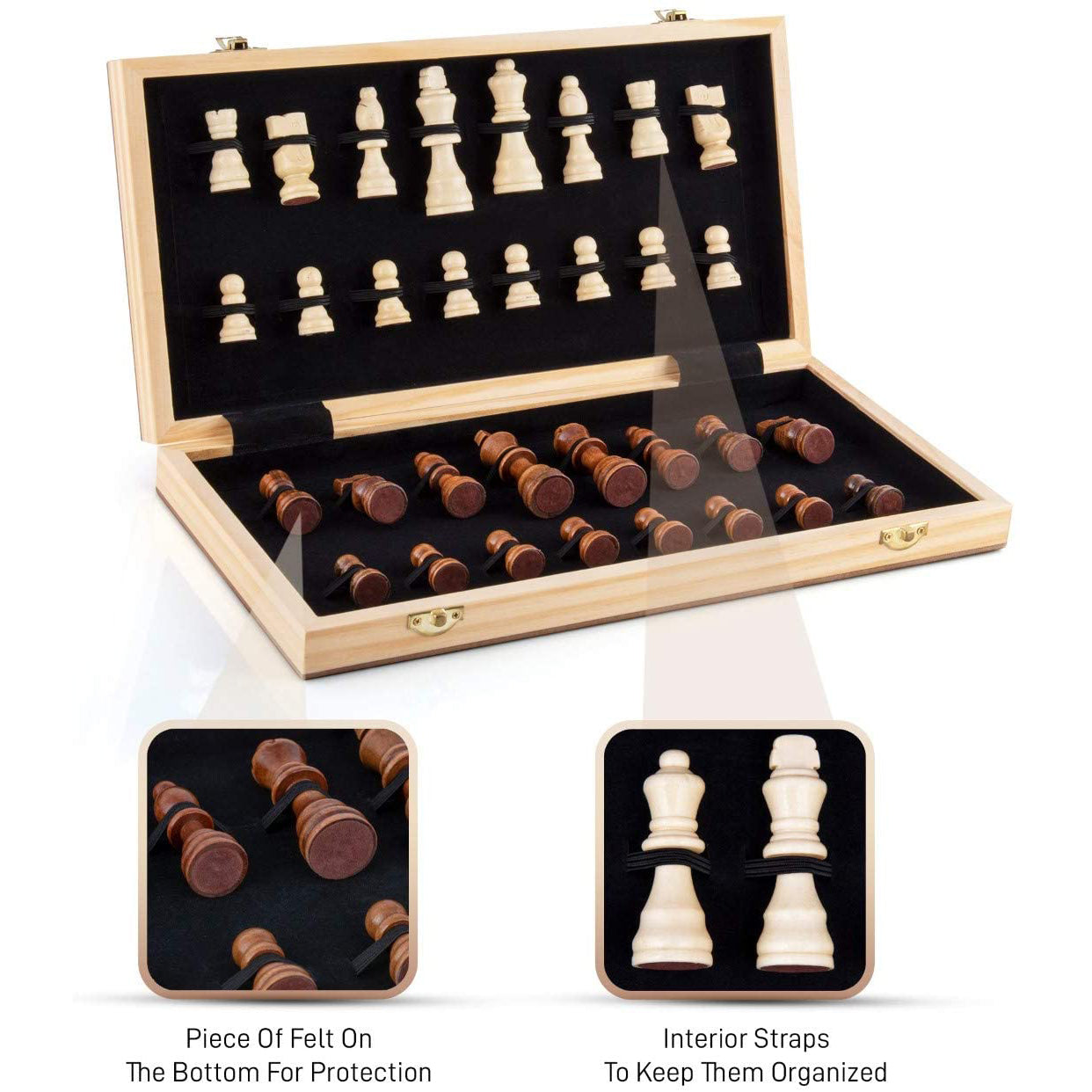 Handcrafted Chess Pieces Wooden Chess Set with Wooden Checkers Pieces Cheap Genuine