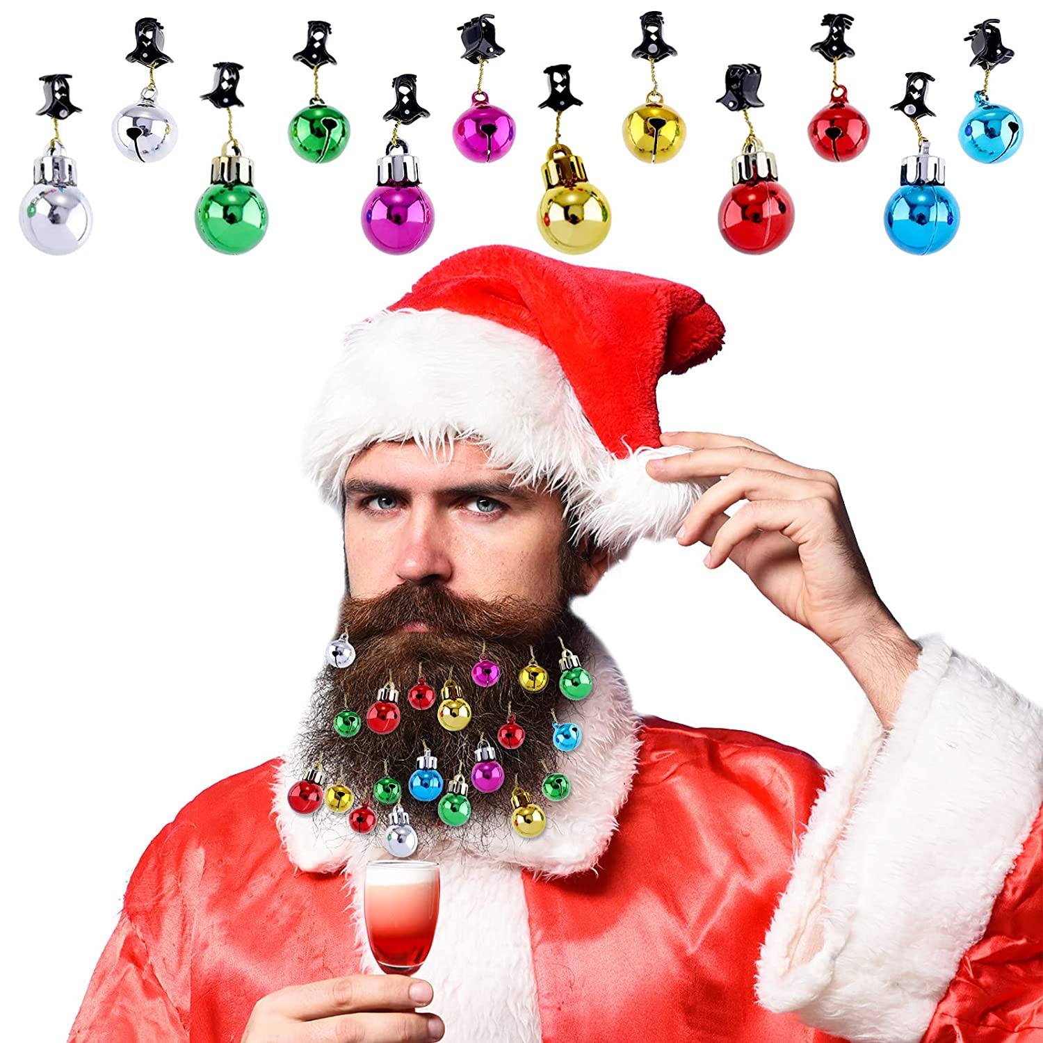 24-Piece: Christmas Beard Baubles Ornaments Santa Claus Beard Bells The Cheapest Cheap Online