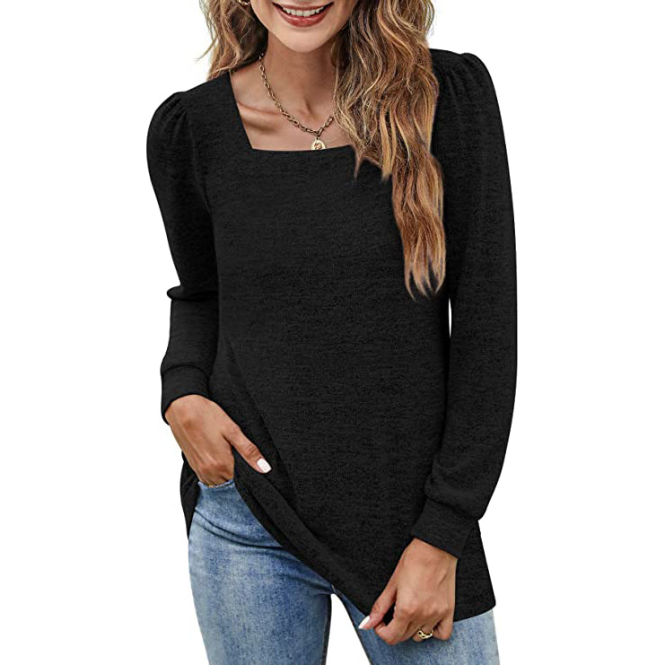 Women's Tunic Top Square Neck Puff Sleeve Pay With Paypal