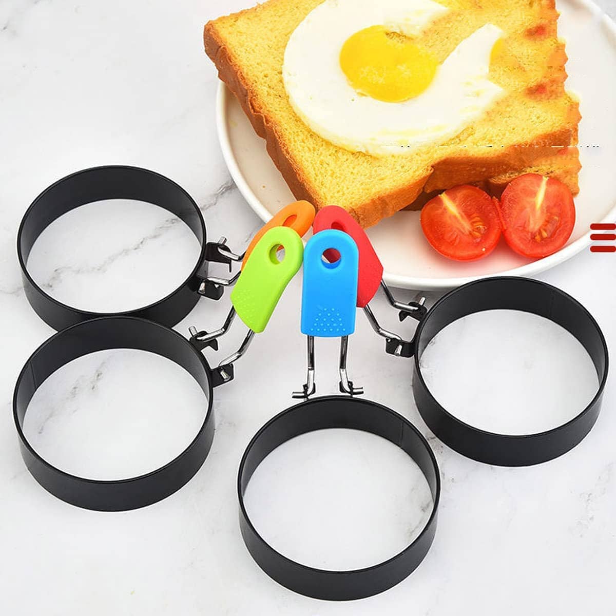 4-Pack: Stainless Steel Egg Non-Stick Omelet Ring Collections For Sale