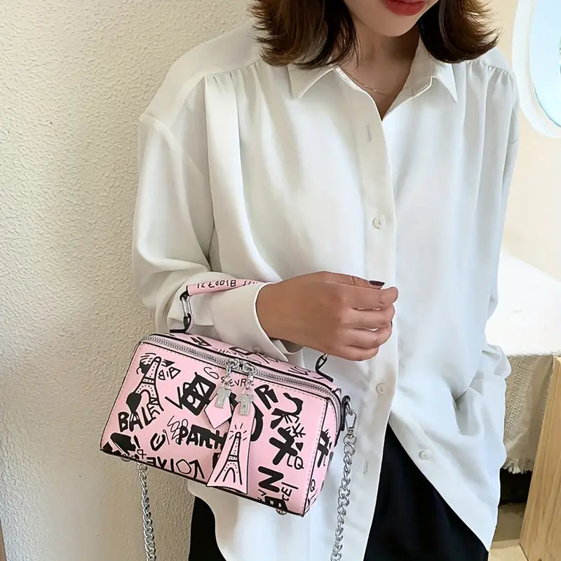 Graffiti Trendy Chain Crossbody Bag for Women Cheap Sale Best Store To Get