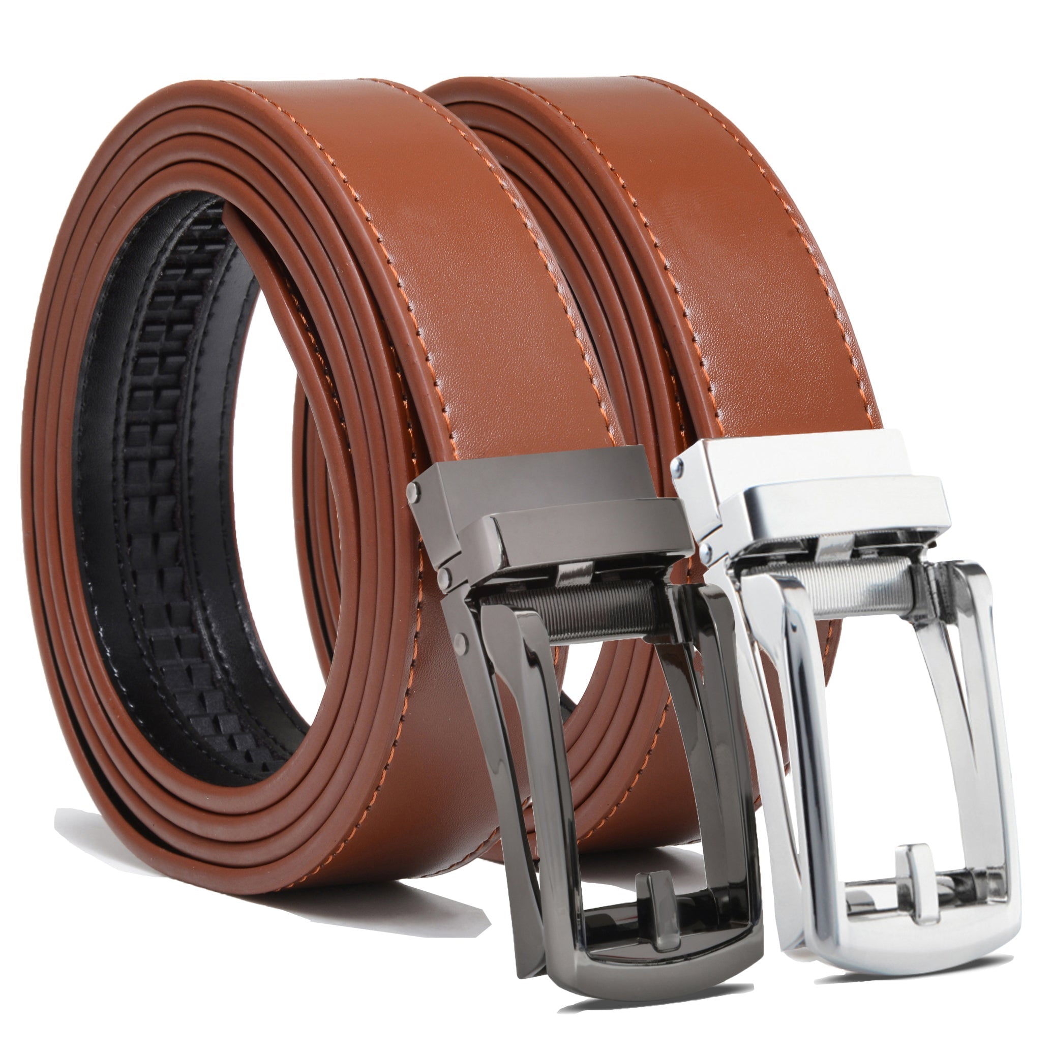 2-Pack: Carlo Fellini Men's Ratchet Belt Genuine Leather Belt Sale Cheapest Pice