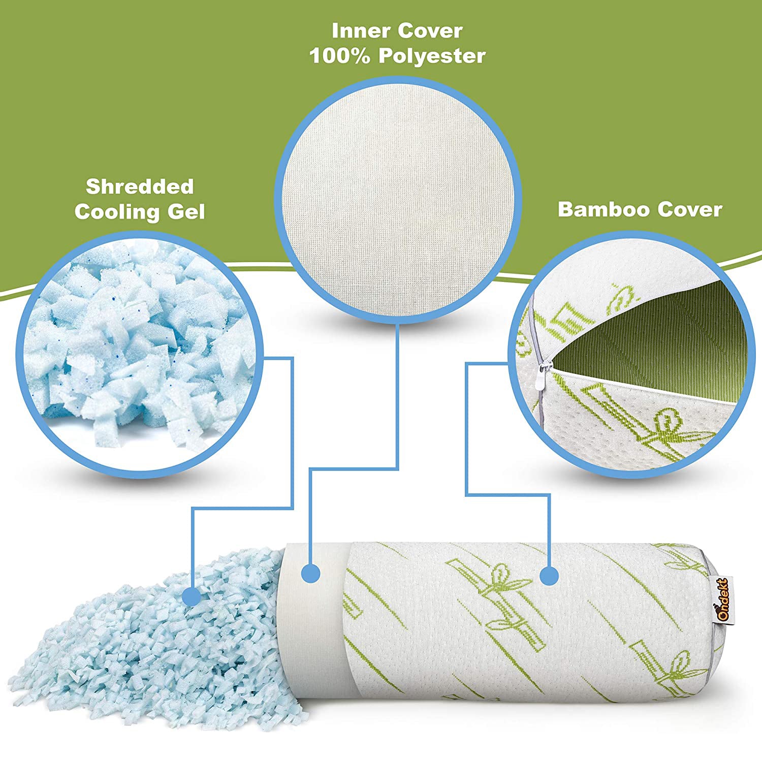 Neck Roll Pillow with Blue Shredded Foam Filling for Sleeping or Support Free Shipping In China