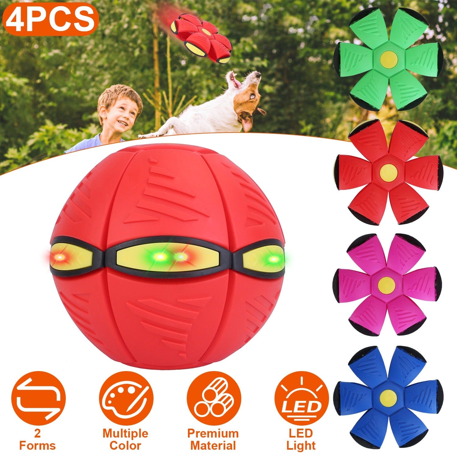 4-Pack: Flying Saucer Ball with LED Lights Discount Fashionable