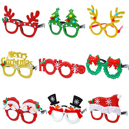 9-Pieces: Christmas Glitter Party Glasses Frame Cheap Sale Now