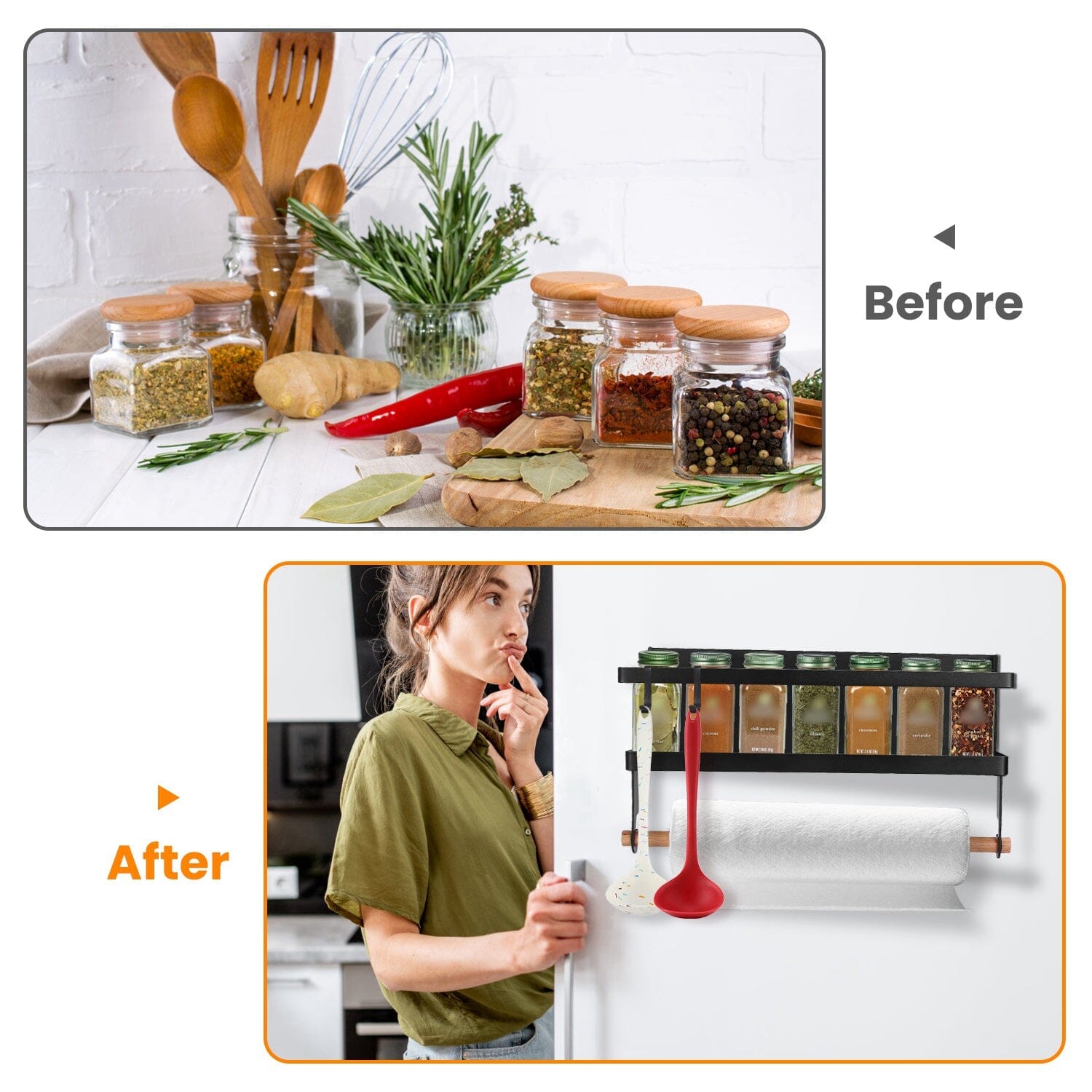 2-Piece: Magnetic Spice Racks for Refrigerator with Paper Towel Holder Cheap Sale Good Selling