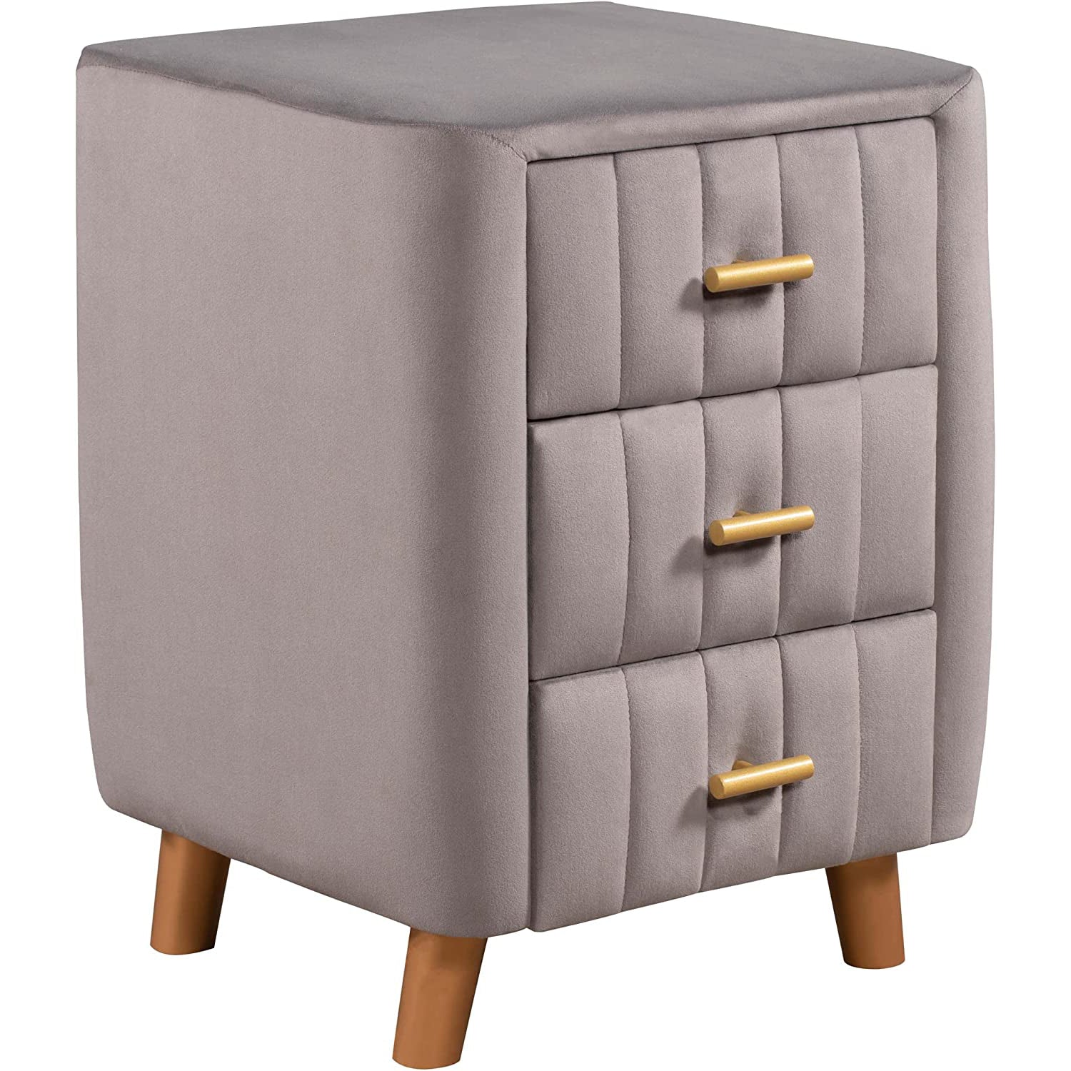 Modern Bedside Velvet Upholstered 3-Drawer Nightstand with Metal Handles Best Sale Online