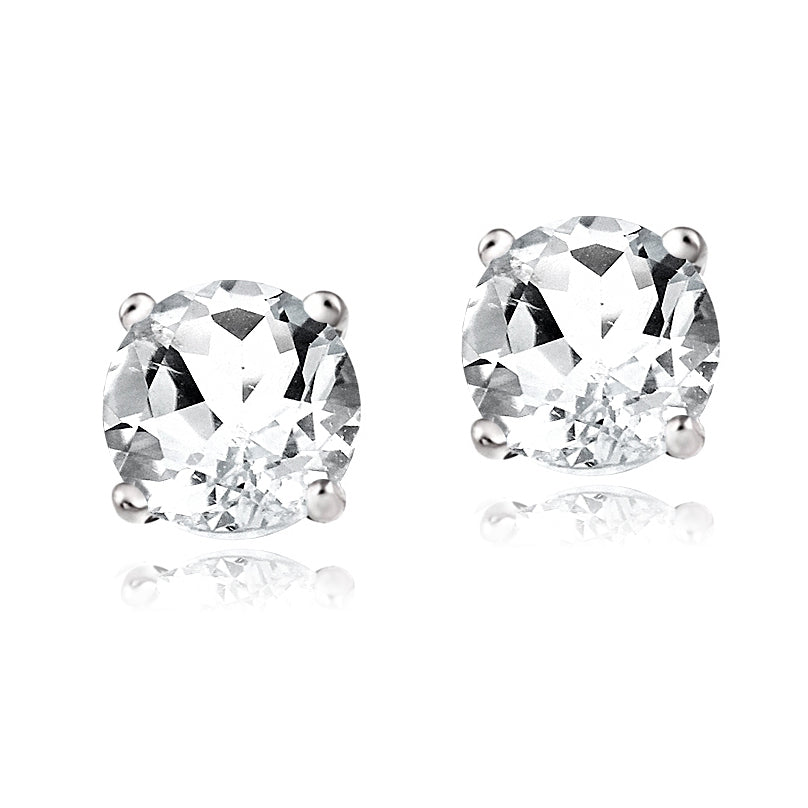 Sterling Silver Genuine 2 Carat White Topaz Stud Earrings Perfect Sale Online