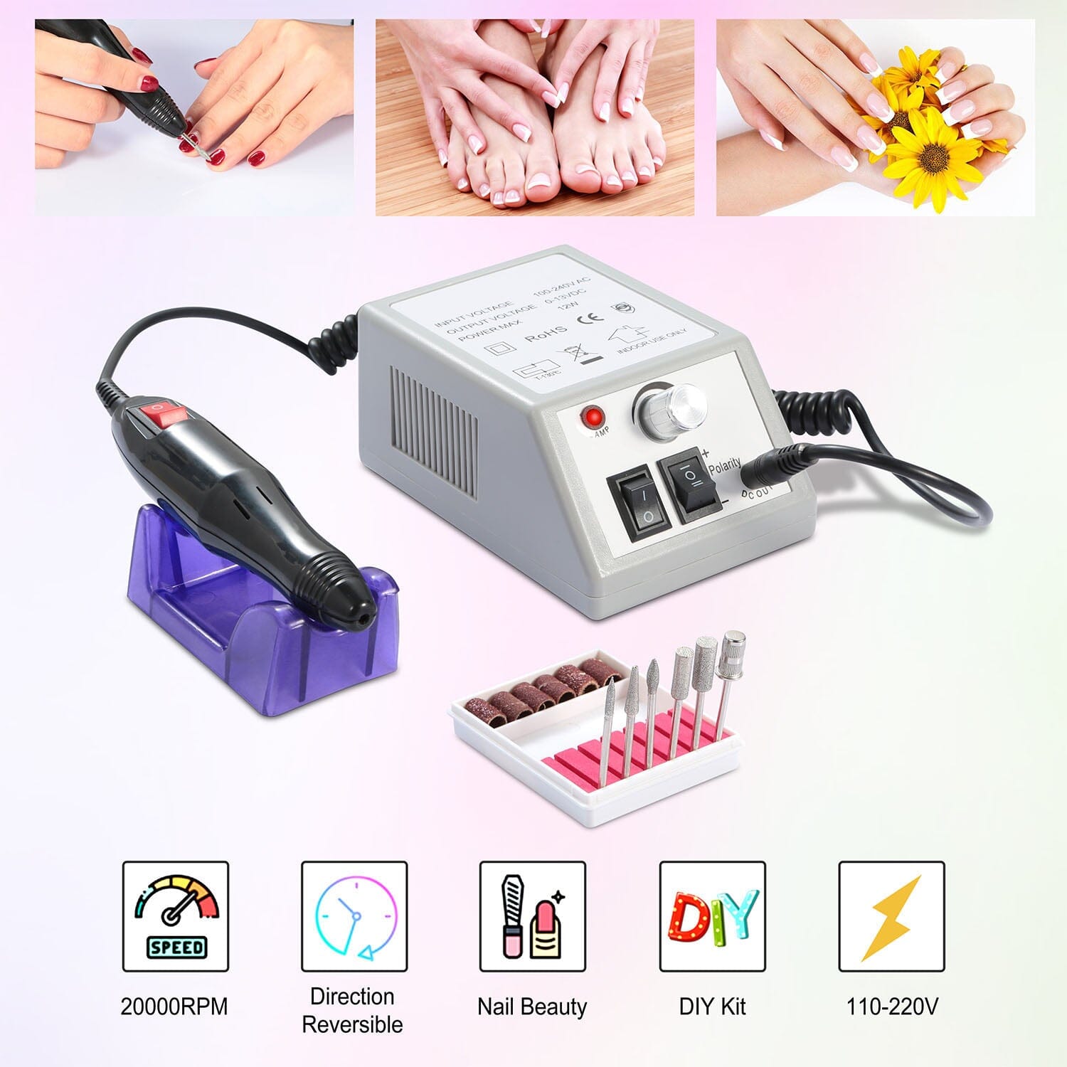 Acrylic Nail Drill Machine 20000RPM with 6 Bits Cuticle Grinder Kit For Sale Cheap Pice