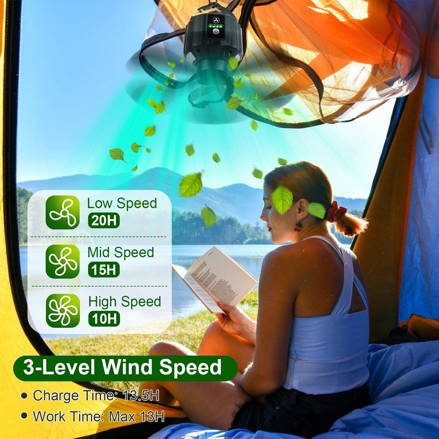 10400mAh USB Battery Powered Hanging Tent Lantern Fan Power Bank Clearance New Arrival