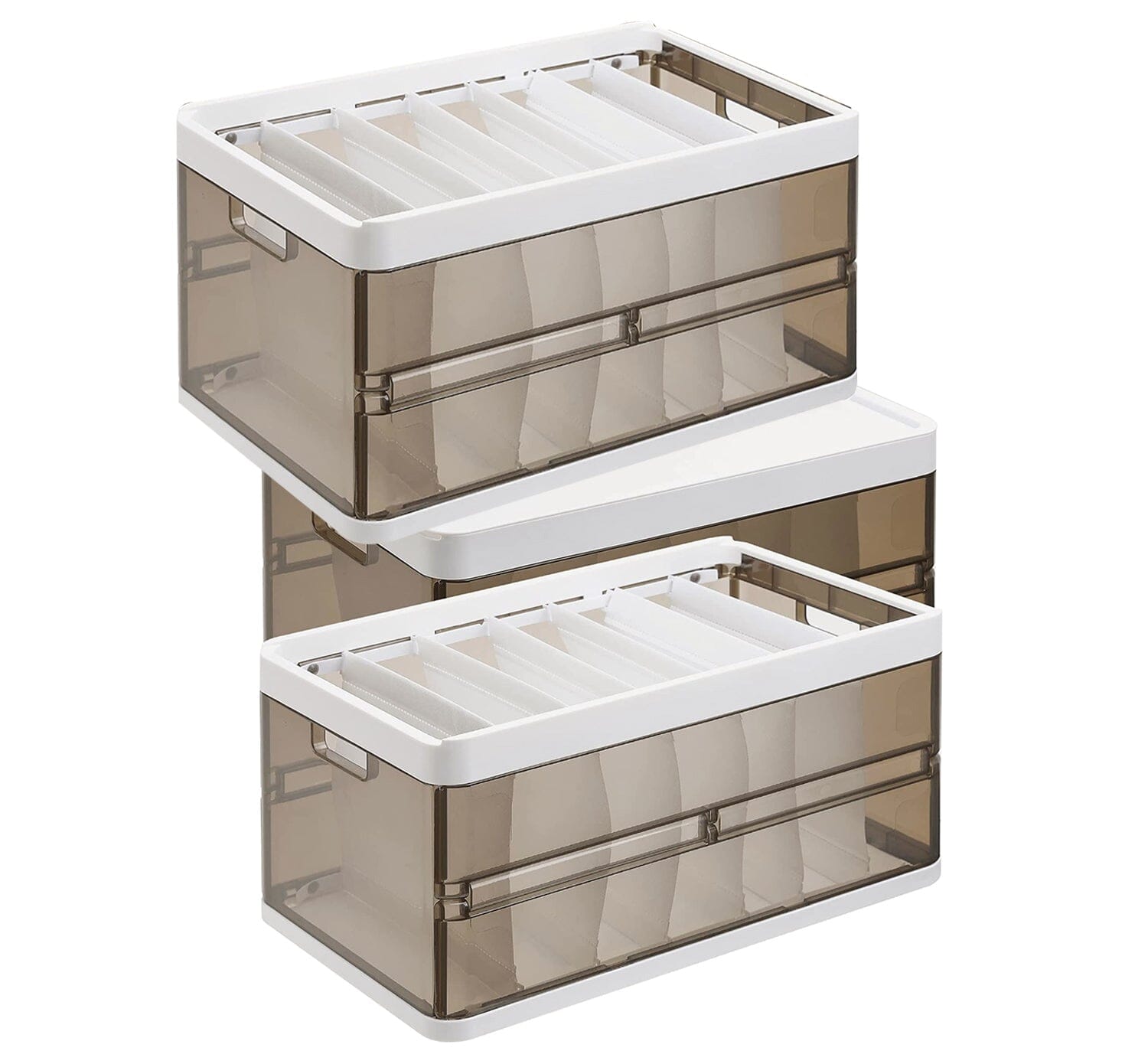 3-Pack: Foldable Storage Bin with Lid Stackable Plastic Closet Organizer Clearance Get To Buy