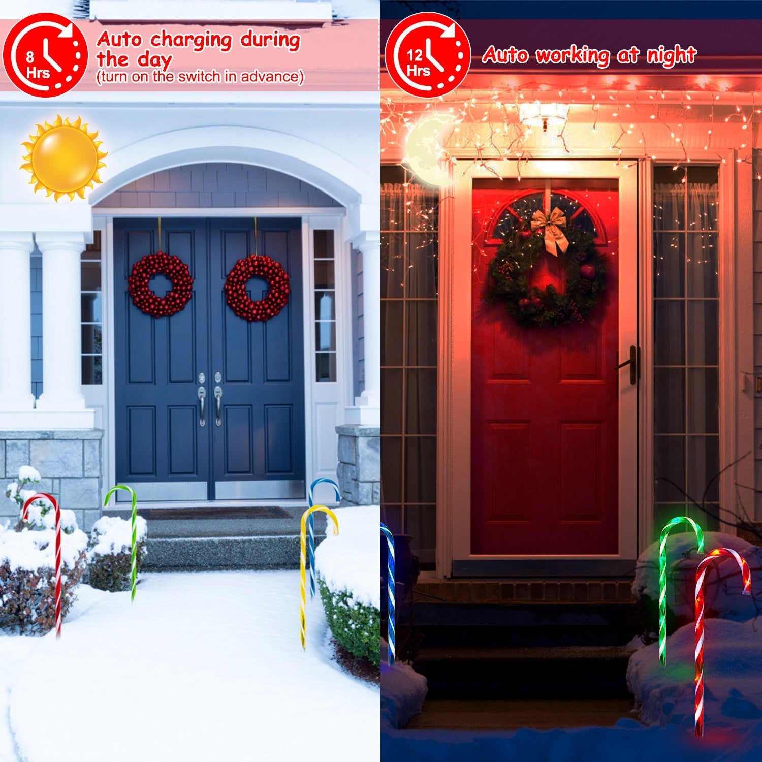 Solar Christmas Candy Cane Light IP55 Waterproof Stake Light Cheap Countdown Package