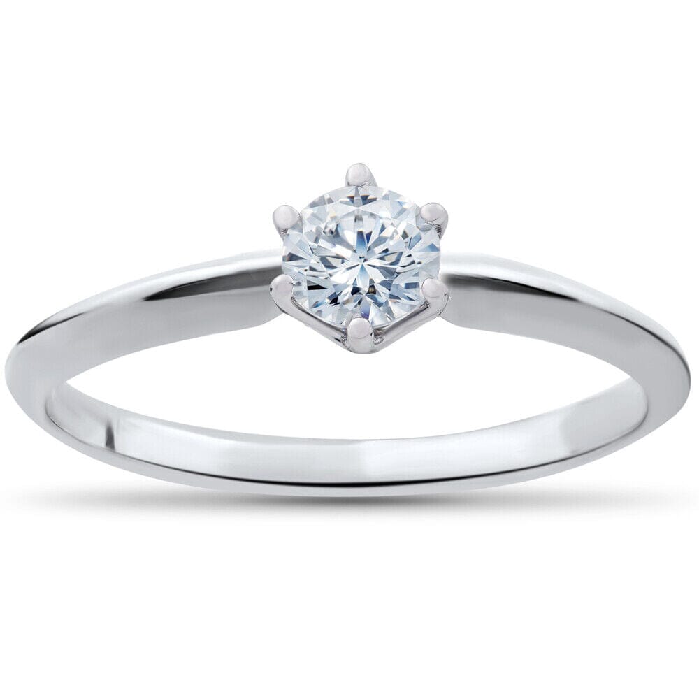 Solitaire Diamond Engagement Ring 1/4ct 14k White Gold Round Brilliant Cut Clearance Nicekicks